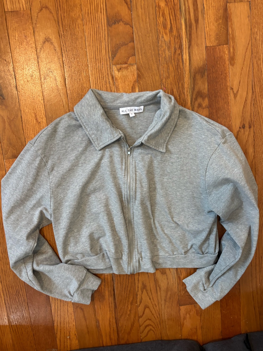REVOLVE Light Gray Cropped Bomber Jacket